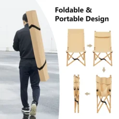 Tangkula 1PC/2PCS Folding Camping Chair Bamboo Wood Beach Chair With Breathable Canvas 2-Level Adjustable Backrest Portable Folding Chair With Carrying Bag -Camping Equipment Series GUEST 26beb4ec 459b 4481 bc80 98995eaaba68