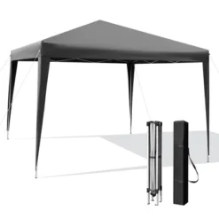 Costway Patio 10x10ft Outdoor Instant Pop-up Canopy Folding Sun Shelter Carry Bag Navy/Grey/White -Camping Equipment Series GUEST 26ed6818 b617 4296 a5ea 3b7cb57e1f4c
