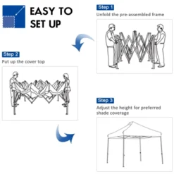 Tangkula 10' X 10' Pop Up Canopy Tent Easy Set-up Outdoor Tent Commercial Instant Shelter W/ 3 Adjustable Heights Blue/Grey/White 16 Tangkula 10' X 10' Pop Up Canopy Tent Easy Set-up Outdoor Tent Commercial Instant Shelter W/ 3 Adjustable Heights Blue/Grey/White -Camping Equipment Series GUEST 288c41f3 613d 481e b683 8daaa877bcac