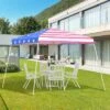 Outsunny 10' X 10' Pop Up Canopy Event Tent With American Flag Roof, Slanted Legs, Easy Height Adjustable For Wedding Party For Patio Backyard Garden