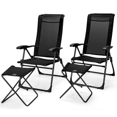 Tangkula 4 PCS Outdoor Wicker Chaise Lounge Patio Lounge Chair Ottoman Set Camp Chairs W/7-Gear Adjustable Backrest 6 Tangkula 4 PCS Outdoor Wicker Chaise Lounge Patio Lounge Chair Ottoman Set Camp Chairs W/7-Gear Adjustable Backrest - Image 6