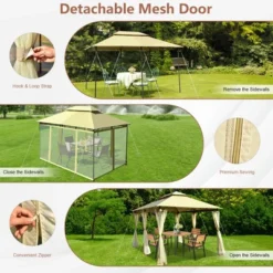 Costway 2-Tier 10'x13' Steel Gazebo Canopy Tent Shelter Patio Garden Outdoor Netting -Camping Equipment Series GUEST 2de18f9f 37c8 4a3e 850e 838918013fec