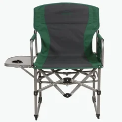 Kamp-Rite KAMPCC413 Compact Director's Chair Outdoor Furniture Camping Folding Sports Chair With Side Table And Cup Holder, Green/Gray (2 Pack) -Camping Equipment Series GUEST 2f89483a d041 405d 8cb4 18dba4fd0482