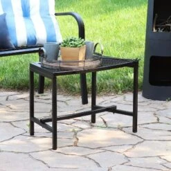 Sunnydaze Decor Sunnydaze Outdoor Lightweight And Portable Metal Patio Side End Table Or Backless Bench Seat With Mesh Top - 23" -Camping Equipment Series GUEST 307775d3 3807 4124 a914 2e212418f3c4