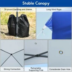 Costway 8x8 FT Pop Up Canopy Tent Shelter Wheeled Carry Bag 4 Canopy Sand Bag -Camping Equipment Series GUEST 30d9735f f412 4d49 a0b3 6ff64426a861