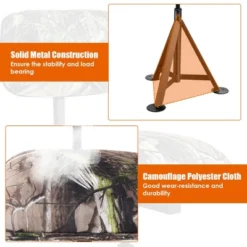 Costway Swivel Hunting Chair Tripod Blind Stool W/ Detachable Backrest Outdoor Camping -Camping Equipment Series GUEST 311a1a54 aa36 42eb 9b89 5dacc8fbfc4f