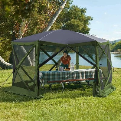 Lightspeed Outdoors Pop-Up 6-Sided Screen Shelter, Camping Gazebo, Green 4 Lightspeed Outdoors Pop-Up 6-Sided Screen Shelter, Camping Gazebo, Green - Image 4