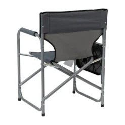 Emma And Oliver Canvas Folding Director's Chair With Accent Trim, Steel Tube Frame-Integrated Folding Side Table With Cupholders -Camping Equipment Series GUEST 3663a75d 1231 4067 b3ae ef495d594c7a
