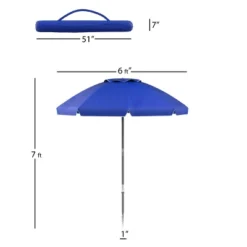 Nature Spring Tilt And Anchor Beach Umbrella – 7' X 6', Blue