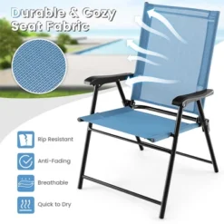 Tangkula Set Of 2 Patio Folding Chairs Outdoor Portable Pack Lawn Chairs W/ Armrests -Camping Equipment Series GUEST 3894cba8 ed76 433e 8885 0d0f6bed51fe