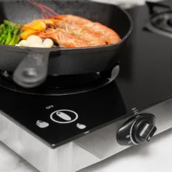 XtremepowerUS Double Burner Stove Brass Tempered Ignition LPG, With Regulator Gas Range, Black -Camping Equipment Series GUEST 38abdb53 9c04 46f1 8fe2 b15276f8bdb8