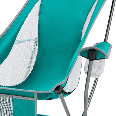 KingCamp Lightweight Padded Highback Folding Lounge Chair With Cupholder, Side Storage Pocket, And Carry Bag For Indoor Or Outdoors, Cyan 3 KingCamp Lightweight Padded Highback Folding Lounge Chair With Cupholder, Side Storage Pocket, And Carry Bag For Indoor Or Outdoors, Cyan - Image 3