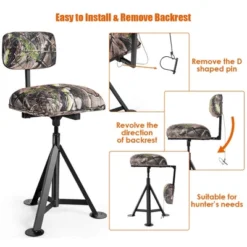 Costway Swivel Hunting Chair Tripod Blind Stool W/ Detachable Backrest Outdoor Camping -Camping Equipment Series GUEST 3a16b251 36bf 48c3 830a 14b931f0f221