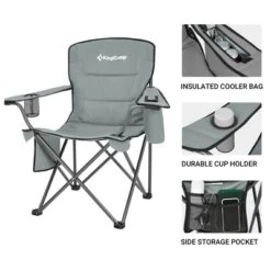 KingCamp Padded Folding Lounge Chairs With Built-In Cupholder, Insulated Cooler Sleeve, And Side Storage Pocket For Indoor & Outdoors, Grey (2 Pack) -Camping Equipment Series GUEST 3b6d7ea1 6b45 4497 aef1 6b793e511704