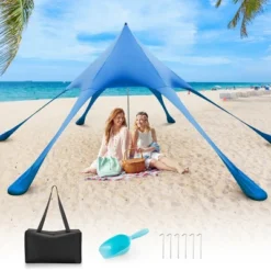 Costway 20 X 20 FT Beach Sunshade Canopy UPF50+ With Carry Bag & 8 Sandbags & Shovel -Camping Equipment Series GUEST 3d1a6e24 c53f 4bae 97a0 aef7bd472c35