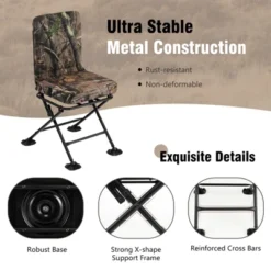 Costway Folding Silent Swivel Blind 360°Swivel Hunting Chair W/All-terrain Foot Pads -Camping Equipment Series GUEST 3d80eed8 ce73 4acd 83af 5fc8d4d90999