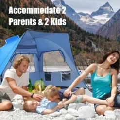Costway 3-4 Person Easy Pop Up Beach Tent UPF 50Plus Portable Sun Shelter Orange/Blue -Camping Equipment Series GUEST 3dd18c6c 9936 4315 994c f9ffe0be370b