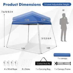 Costway 10x10ft Patio Outdoor Instant Pop-up Canopy Slanted Leg UPF50+ Sun Shelter -Camping Equipment Series GUEST 3ec6dac9 a2f7 488e 9eda f032f62c489a
