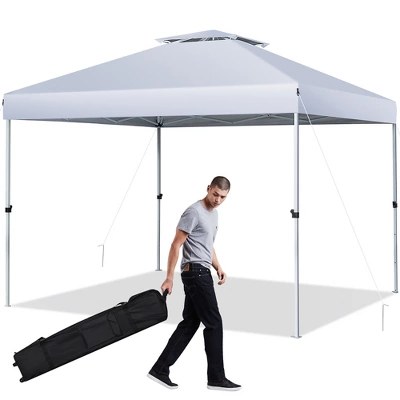 Costway 2-Tier 10' X 10' Pop-up Canopy Tent Instant Gazebo Adjustable Carry Bag With Wheel 10 Costway 2-Tier 10' X 10' Pop-up Canopy Tent Instant Gazebo Adjustable Carry Bag With Wheel - Image 10