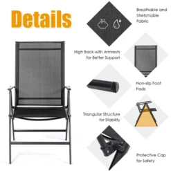 Costway Set Of 2 Patio Folding Chair Recliner Adjustable Black -Camping Equipment Series GUEST 415d7a7f b90c 4fde a081 79bef5fa1472
