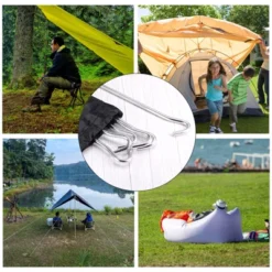Unique Bargains Tent Stake Aluminum With Hook Kit Ground Pegs And Storage Bag -Camping Equipment Series GUEST 4a5f654d 4958 4c67 bc1e 65d36aa06535