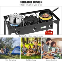 Costway Portable Propane 225,000-BTU 3 Burner Gas Cooker Outdoor Camp Stove BBQ -Camping Equipment Series GUEST 4b0a6ee4 a111 4bbf bb1e 8720ca06c09b