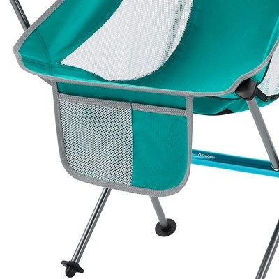 KingCamp Lightweight Padded Highback Folding Lounge Chair With Cupholder, Side Storage Pocket, And Carry Bag For Indoor Or Outdoors, Cyan 4 KingCamp Lightweight Padded Highback Folding Lounge Chair With Cupholder, Side Storage Pocket, And Carry Bag For Indoor Or Outdoors, Cyan - Image 4
