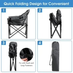 Costway Folding Camping Moon Padded Chair With Carry Bag Cup Holder Portable Navy BrownGrey -Camping Equipment Series GUEST 4cb2b877 0e6e 4285 94fb 72c3266bfe81