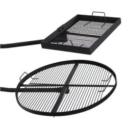Sunnydaze Decor Sunnydaze Outdoor Camping Or Backyard Steel Adjustable Cooking Grilling Fire Pit BBQ Stake With 2 Swivel Swing Grates -Camping Equipment Series GUEST 4f14d5cd 0794 4f2b b551 f9761529674b