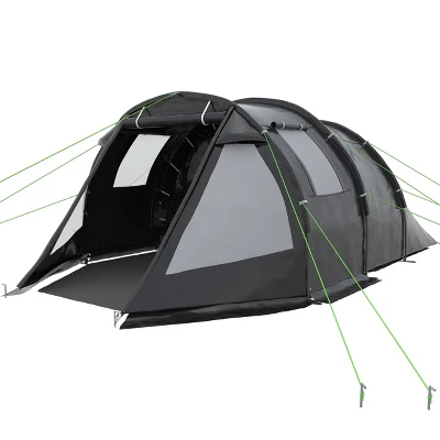 Outsunny 3-4 Person Waterproof Cabin Tent With Room Division, Portable Camping Gear With Windows, Carrying Bag, Charcoal 3 Outsunny 3-4 Person Waterproof Cabin Tent With Room Division, Portable Camping Gear With Windows, Carrying Bag, Charcoal - Image 3