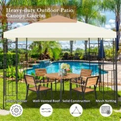 Tangkula 10'x10'Outdoor Canopy Gazebo Art Steel Frame Party Patio Large Canopy Gazebo -Camping Equipment Series GUEST 515ee388 55fb 4fac 870f 045f269640b2