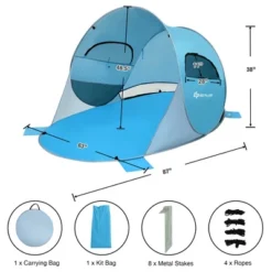 Costway Pop Up Beach Tent Anti-UV UPF 50 Plus Portable Sun Shelter For 3-4 Person -Camping Equipment Series GUEST 51d28230 a7dd 43fa a407 11a4d674fc0c