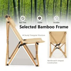 Tangkula 1PC/2PCS Folding Camping Chair Bamboo Wood Beach Chair With Breathable Canvas 2-Level Adjustable Backrest Portable Folding Chair With Carrying Bag -Camping Equipment Series GUEST 5769705c 02a2 4805 a23b ece1cfc31418
