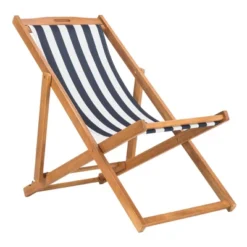 Loren Foldable Sling Chair - Natural/Navy/White - Safavieh -Camping Equipment Series GUEST 59233eef f195 4ab9 a0f0 585249f775bb