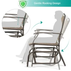 Costway 2PCS Patio Swing Single Glider Chair Rocking Seating Steel Frame Garden Brown -Camping Equipment Series GUEST 59c11af7 9580 44ca 8309 5eaf8b80ed31