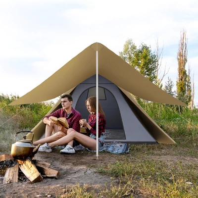 Outsunny Easy Set-Up Camping Tent With Porch, Floor And Carry Bag, For 2-3 Person Backpacking Camping Hiking, Coffee 1 Outsunny Easy Set-Up Camping Tent With Porch, Floor And Carry Bag, For 2-3 Person Backpacking Camping Hiking, Coffee