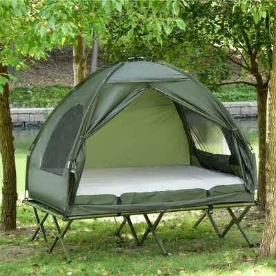 Outsunny 2 Person Foldable Camping Cot, Portable Outdoor With Sleeping Bag & Thick Air Mattress, Multifunctional Elevated Camping Bed Tent For 2 2 Outsunny 2 Person Foldable Camping Cot, Portable Outdoor With Sleeping Bag & Thick Air Mattress, Multifunctional Elevated Camping Bed Tent For 2 - Image 2