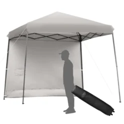 Tangkula 10x10 Ft Pop Up Canopy Tent One Person Set-up Instant Shelter With Central Lock W/ Roll-up Side Wall -Camping Equipment Series GUEST 5f802480 855b 4688 8e57 490de3fb671d