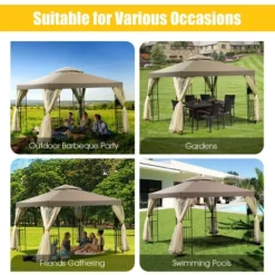 Costway Outdoor 10'x10' Gazebo Canopy Shelter Awning Tent Patio Screw-free Structure Garden -Camping Equipment Series GUEST 5f9c5b16 050a 49f3 8331 0f82e0bd747a