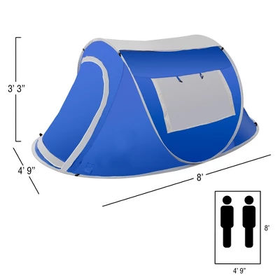 Leisure Sports 2-Person Water-Resistant Barrel Style Pop-Up Tent For Camping - With Rain Fly, Carry Bag, And Sunchaser - Blue 3 Leisure Sports 2-Person Water-Resistant Barrel Style Pop-Up Tent For Camping - With Rain Fly, Carry Bag, And Sunchaser - Blue - Image 3