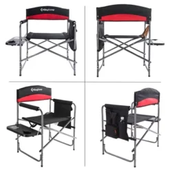 KingCamp Padded Outdoor Director Chair With Side Table, Integrated Cupholder, And Pockets For Camping, Sporting Events, Or Picnics, Black/Red (2 Pack) -Camping Equipment Series GUEST 603548ec e5f5 48a3 b81f 471eee87c735