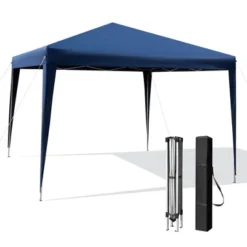 Costway Patio 10x10ft Outdoor Instant Pop-up Canopy Folding Sun Shelter Carry Bag Navy/Grey/White -Camping Equipment Series GUEST 60505036 9d5e 4f3c 93b0 2eadf1cf4304