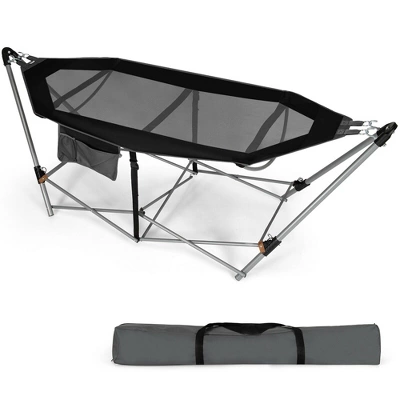 Costway Folding Hammock Indoor & Outdoor Hammock With Side Pocket & Iron Stand 11 Costway Folding Hammock Indoor & Outdoor Hammock With Side Pocket & Iron Stand - Image 11