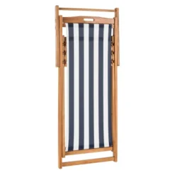 Loren Foldable Sling Chair - Natural/Navy/White - Safavieh -Camping Equipment Series GUEST 61ca66e4 91c8 4427 ac78 3474b29e3e29