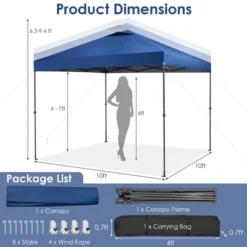 Costway Patio 10x10ft Outdoor Instant Pop-up Canopy Folding Tent Sun Shelter UV50+ Gray/Blue/White -Camping Equipment Series GUEST 61e57e1f af01 4f5f a48e fdda0cea503a