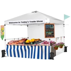 Costway 10'x10'Commercial Pop-up Canopy Tent Sidewall Folding Market Patio White/Pink -Camping Equipment Series GUEST 621d59d2 9099 41a1 90db 079459fc2eea