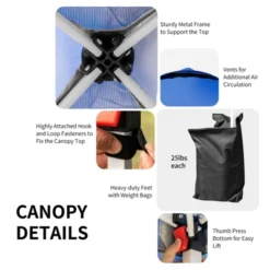 Tangkula Pop-up Canopy Tent 10’ X 10’ Height Adjustable Commercial Instant Canopy W/ Portable Roller Bag Blue/ White/ Grey -Camping Equipment Series GUEST 63232419 9207 46df bfee b12d88d771ab