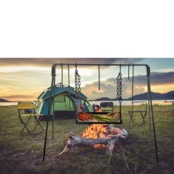 Bruntmor Cast Iron Outdoor Portable Swing Hanging Campfire Cooking Stand -Camping Equipment Series GUEST 63bfce1c 70f0 4b9f 87e9 832f3c86eed9