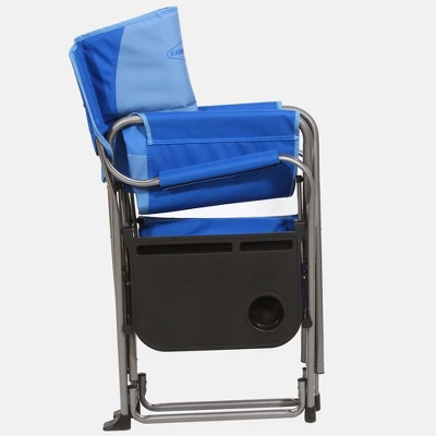 Kamp-Rite Director Portable Lounge Chair Outdoor Furniture Folding Sports Chair With Side Table, Cup Holder, And 12 Can Ice Cooler, Blue (2 Pack) 4 Kamp-Rite Director Portable Lounge Chair Outdoor Furniture Folding Sports Chair With Side Table, Cup Holder, And 12 Can Ice Cooler, Blue (2 Pack) - Image 4