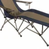 Kamp-Rite Portable Folding Outdoor Soft Arm Lounger Patio Lawn Beach Tanning Chair For Camping Gear, Tailgating, & Sports, 300LB Capacity. Navy/Tan